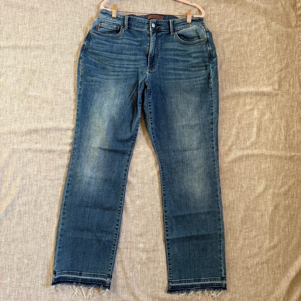 Judy Blue Dad Jean 14W Blue Dark Wash Frayed Raw Hem JB82465DK-PL
